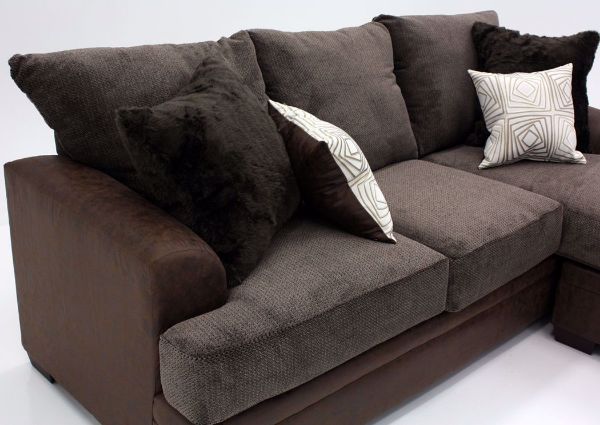 Brown Akan Sofa with Chaise at an Angle with the Loveseat on the Left| Home Furniture Plus Bedding