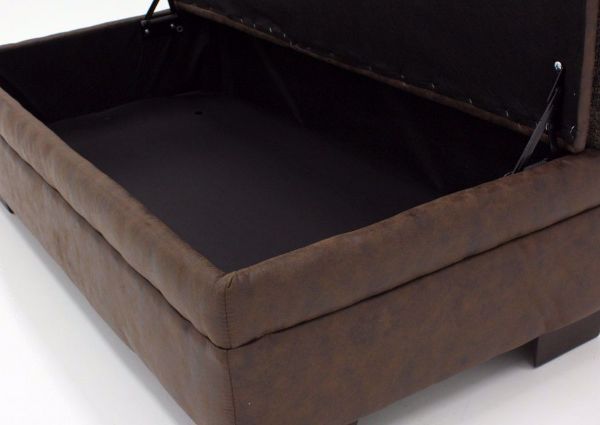 Brown Akan Storage Ottoman Showing the Storage Compartment | Home Furniture Plus Bedding