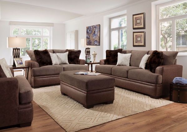 Brown Akan Living Room Set in a Room Setting | Home Furniture Plus Bedding