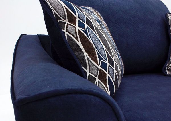 Navy Blue Athena Chair, Navy by American Furniture Showing the Accent Pillow and Arm Detail | Home Furniture Plus Bedding