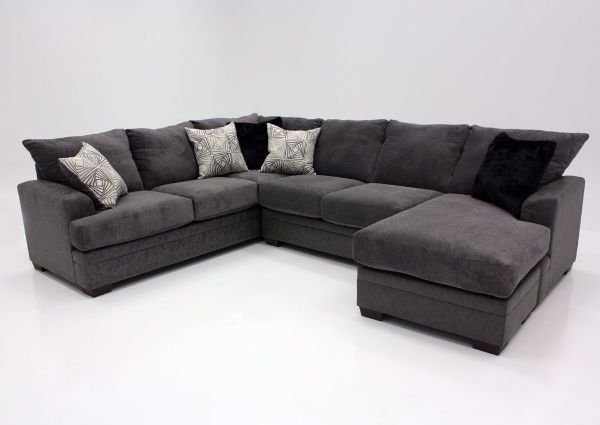 Gray Akan Sectional Sofa with Chaise on the Right, Front Facing View | Home Furniture Plus Bedding