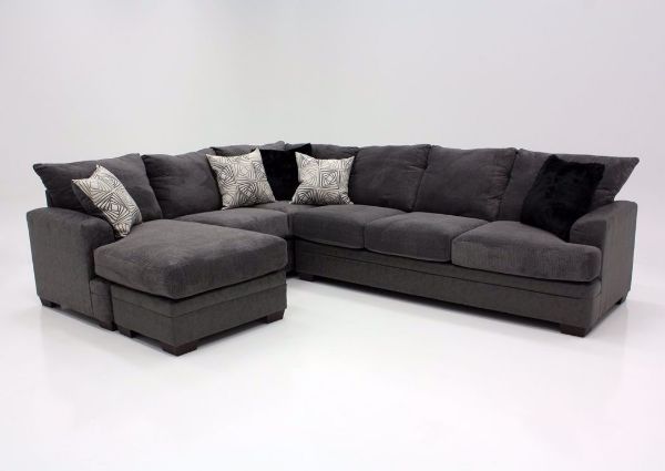 Gray Akan Sectional Sofa with Chaise on the Left, Front Facing View | Home Furniture Plus Bedding