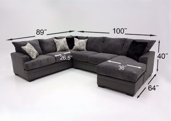 Gray Akan Sectional Sofa with Chaise Dimensions | Home Furniture Plus Bedding