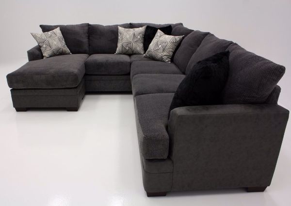 Gray Akan Sectional Sofa with Chaise Showing the Side View | Home Furniture Plus Bedding