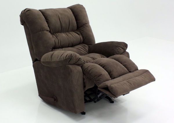 Brown Tombstone Rocker Recliner at an Angle With the Chaise Up | Home Furniture Plus Bedding