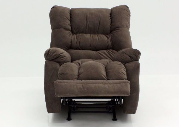 Brown Tombstone Rocker Recliner From the Front With the Chaise Up | Home Furniture Plus Bedding
