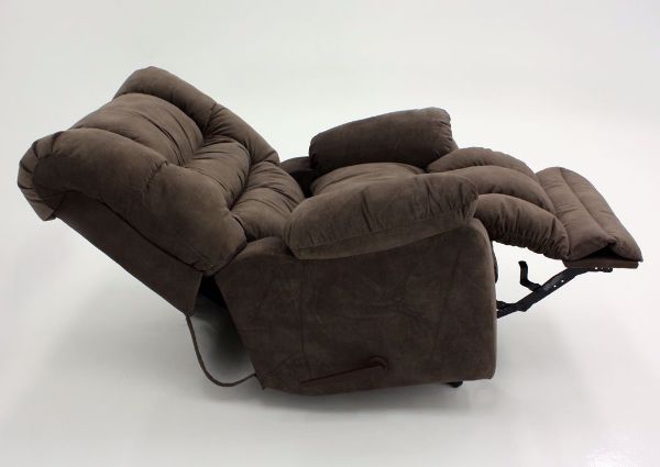 \Brown Tombstone Rocker Recliner From the Side in a Fully Reclined Position | Home Furniture Plus Bedding