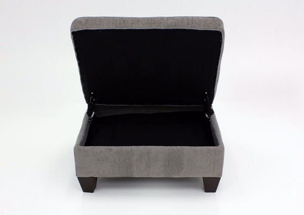 Smoke Gray Surge Storage Ottoman by Lane, Front Facing with the Lid Open | Home Furniture Plus Mattress