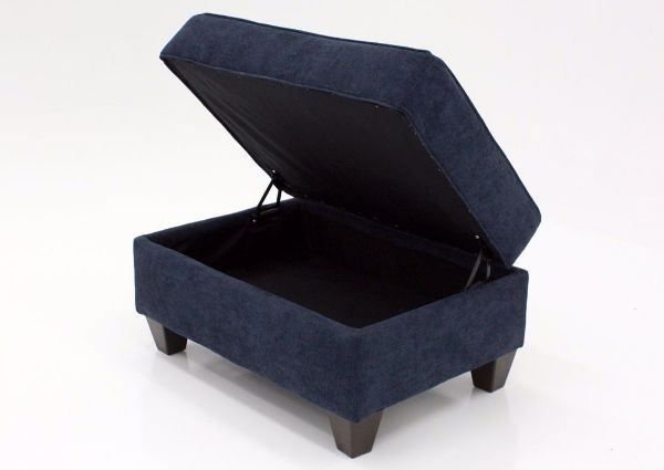 Blue Prelude Storage Ottoman by Lane at an Angle in the Open Position | Home Furniture Plus Bedding