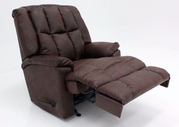 Dark Brown Badlands Rocker Recliner at an Angle in the Reclined Position | Home Furniture Plus Mattress