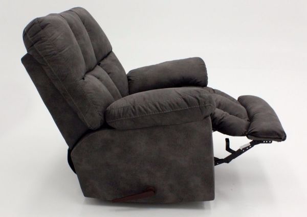 Charcoal Gray Dorado Rocker Recliner, Side View in a Reclined Position | Home Furniture Plus Mattress
