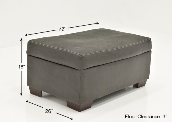 Dimension Details on the Bolton Ottoman – Gray | Home Furniture Plus Bedding