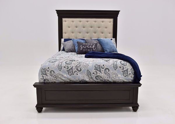 Dark Brown Brynhurst Upholstered Queen Size Bed by Ashley Furniture Facing Front | Home Furniture Plus Mattress