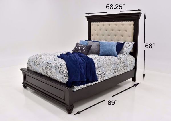 Dark Brown Brynhurst Upholstered Queen Size Bed by Ashley Furniture Showing the Dimensions | Home Furniture Plus Mattress