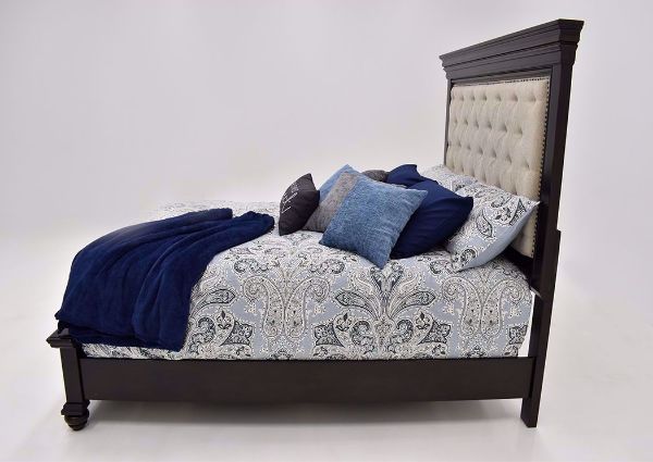 Dark Brown Brynhurst Upholstered Queen Size Bed by Ashley Furniture Showing the Side View | Home Furniture Plus Mattress