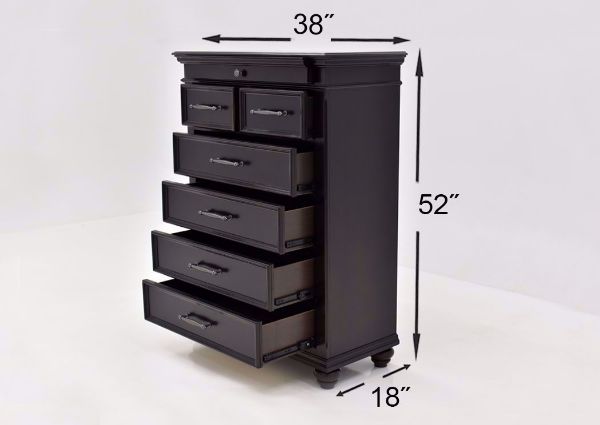 Dark Brown Brynhurst Chest of Drawers by Ashley Furniture Showing the Dimensions | Home Furniture Plus Mattress