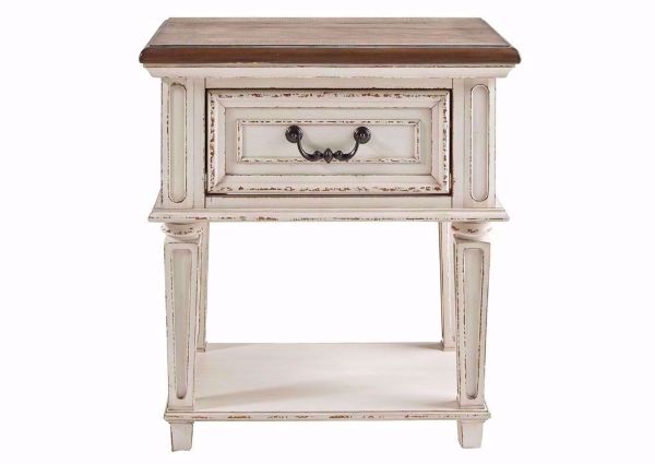 Antique White Realyn Nightstand by Ashley Furniture Facing Front | Home Furniture Plus Mattress