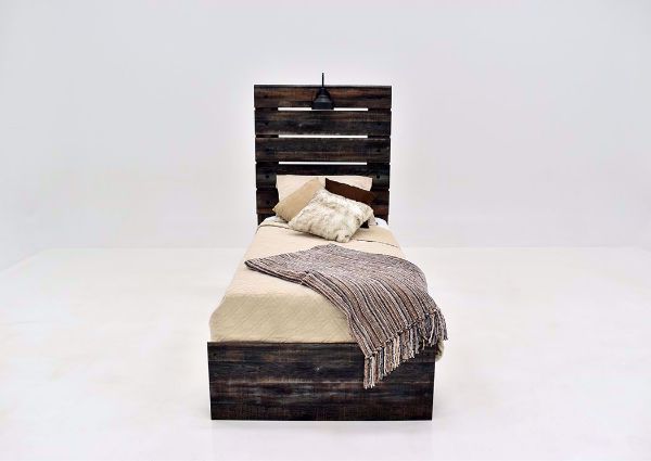 Rustic Brown Drystan Twin Size Bed by Ashley Furniture Facing Front | Home Furniture Plus Mattress