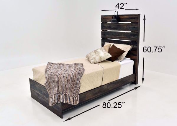 Rustic Brown Drystan Twin Size Bed by Ashley Furniture Showing the Dimensions | Home Furniture Plus Mattress