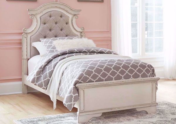 Picture of Realyn Upholstered Twin Bed - White