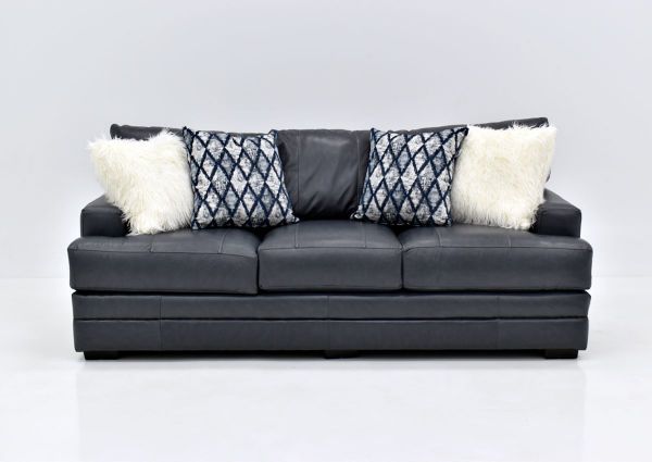 Navy Blue Sedona Leather Sofa by Franklin Furniture Showing the Front View, Made in the USA | Home Furniture Plus Bedding