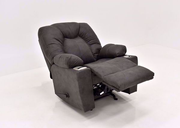 Cranden Rocker Recliner - Dark Gray by Franklin Angle Opened View | Home Furniture Plus Mattress