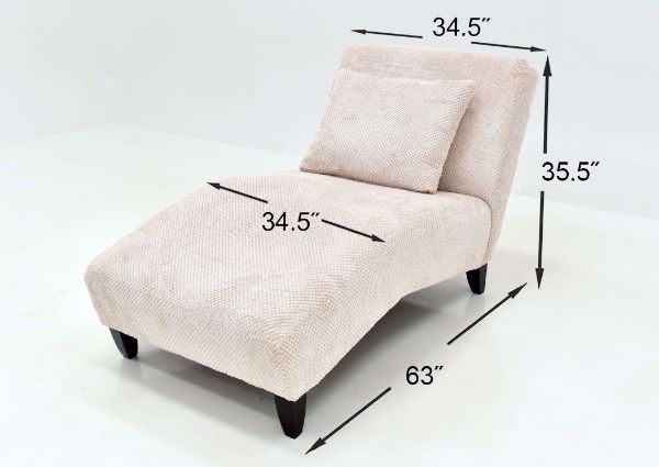 Off White Davos Chaise Lounge Chair by Chairs America Showing the Dimensions | Home Furniture Plus Mattress