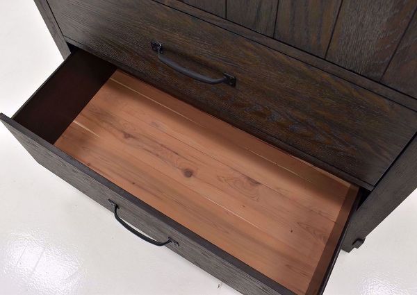 Dark Brown Scott Chest of Drawers by Elements Showing the Cedar Lined Drawer | Home Furniture Plus Mattress