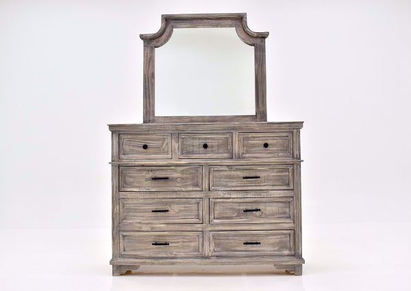 Rustic Gray Charleston Dresser with Mirror by Vintage Furniture Facing Front | Home Furniture Plus Mattress