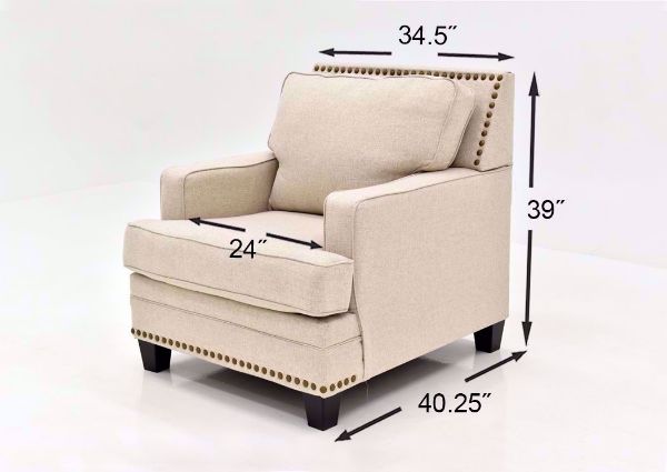 Light Beige Claredon Sofa Set by Ashley Furniture Showing the Chair Dimensions | Home Furniture Plus Bedding