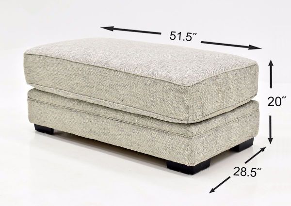 Beige Protege Ottoman by Franklin angle view with dimensions | Home Furniture Plus Bedding