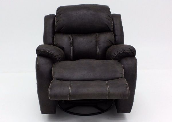 Dark Gray Palance Swivel Glider Recliner, Front View in the Reclined Position | Home Furniture Plus Bedding
