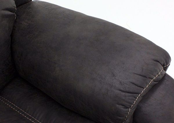 Dark Gray Palance Swivel Glider Recliner Pillow Arm Detail | Home Furniture Plus Bedding