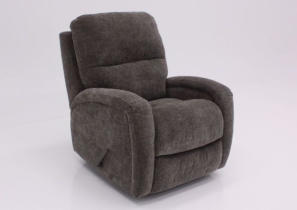 Gray Laurence Swivel Glider Recliner at an Angle | Home Furniture Plus Mattress