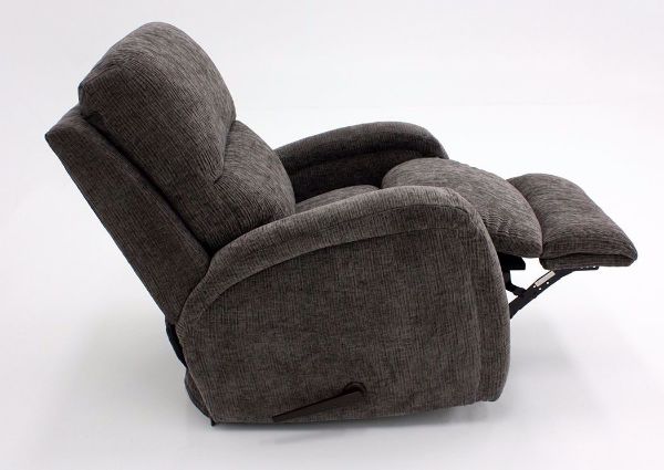 Gray Laurence Swivel Glider Recliner, Side View in the Reclined Position | Home Furniture Plus Mattress