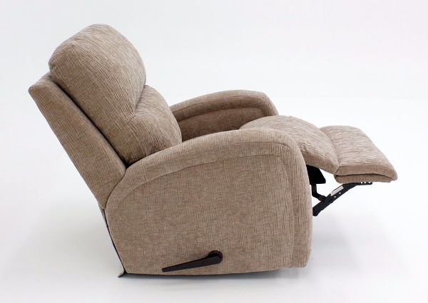 Tan Laurence Swivel Glider Recliner, Side View in a Reclined Position | Home Furniture Plus Mattress