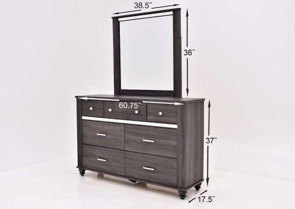 Gaston Dresser and Mirror with Gray Finish dimensions| Home Furniture Plus Bedding