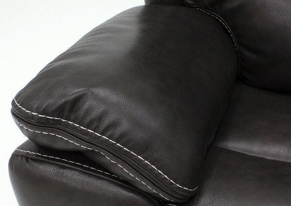 Close Up of Armrest with Accent Stitching on the Gray Dallas POWER Reclining Sectional Sofa | Home Furniture Plus Bedding