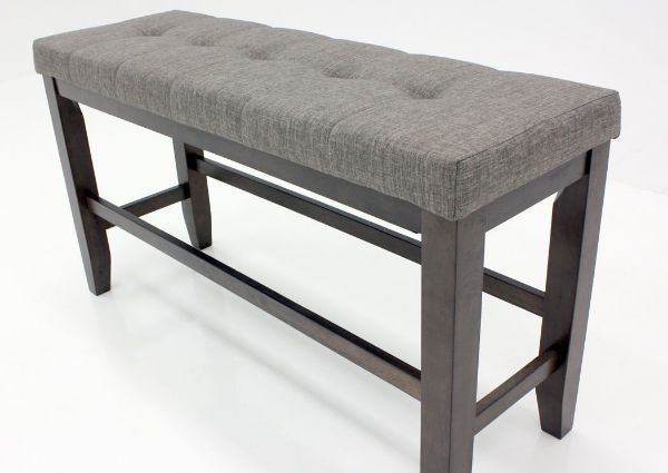 Slightly Angled View of the Dark Gray Bardstown Counter Height Dining Bench - Upholstery Details | Home Furniture Plus Bedding