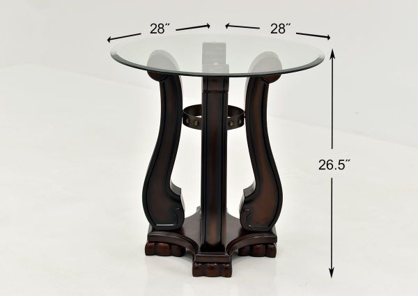 Dark Brown Madison End Table by Crown Mark Showing the Dimensions | Home Furniture Plus Bedding