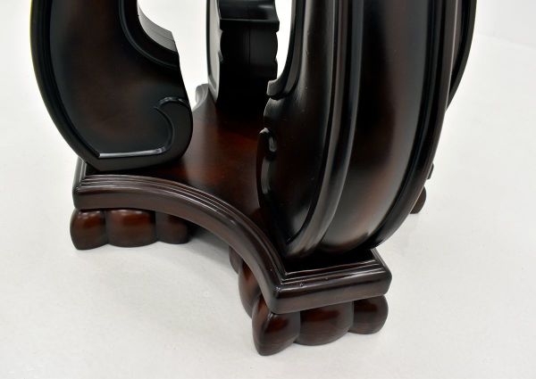 Dark Brown Madison End Table by Crown Mark Showing the Base Detail | Home Furniture Plus Bedding