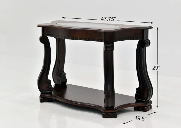 Dark Brown Madison Sofa Table by Crown Mark Showing the Dimensions | Home Furniture Plus Bedding