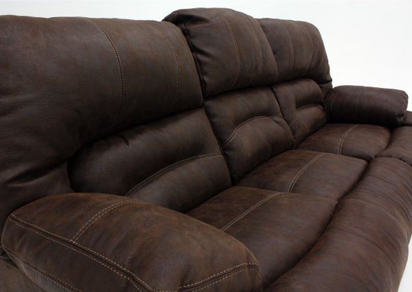 Close Up Angled View of the Brown Legacy Reclining Sofa by Franklin Corporation | Home Furniture Plus Bedding