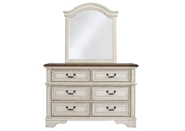Antique White Realyn Dresser with Mirror by Ashley Furniture Showing the Front View | Home Furniture Plus Bedding