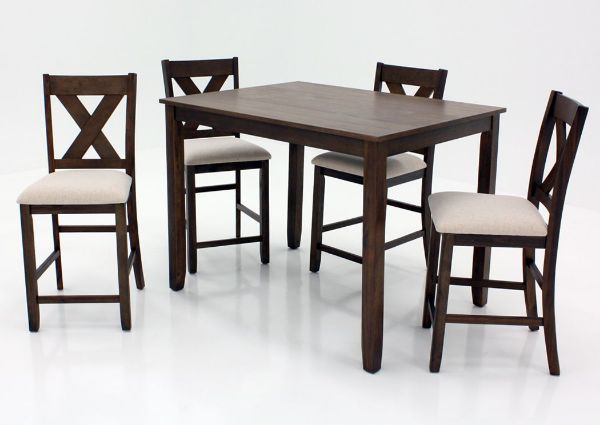 Deep Brown Langston Counter Height Dining Table Set at an Angle | Home Furniture Plus Mattress