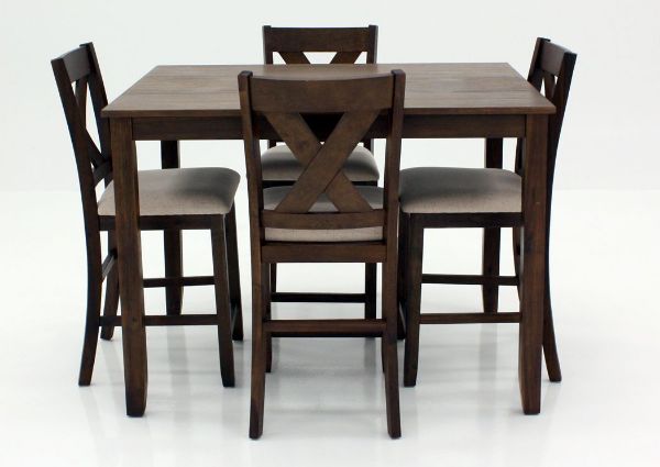 Deep Brown Langston Counter Height Dining Table Set Facing Front | Home Furniture Plus Mattress
