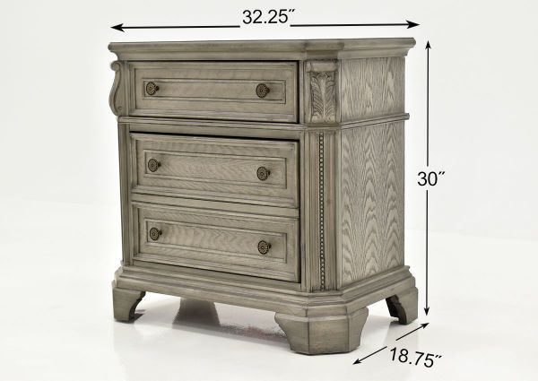 Gray Siena King Size Canopy Bedroom Set by Avalon Furniture Showing the Nightstand Dimensions | Home Furniture Plus Bedding