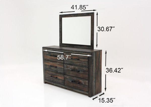 Drystan King Size Bed Showing the Dresser with Mirror Dimensions | Home Furniture Plus Bedding