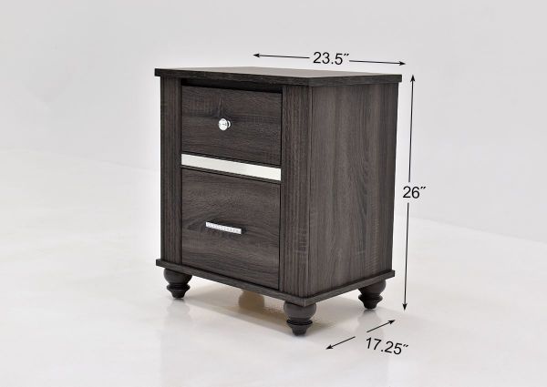 Gray Gaston King Size Bedroom Set by Crown Mark Showing the Nightstand Dimensions | Home Furniture Plus Bedding