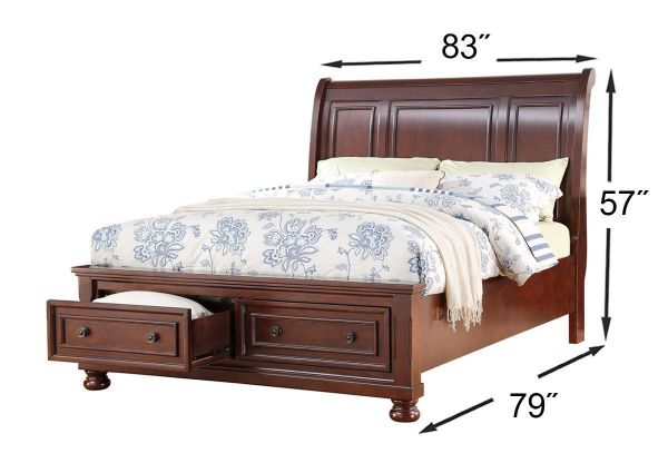 Brown Sophia King Size Bedroom Set by Avalon Furniture Showing the King Bed Dimensions | Home Furniture Plus Bedding